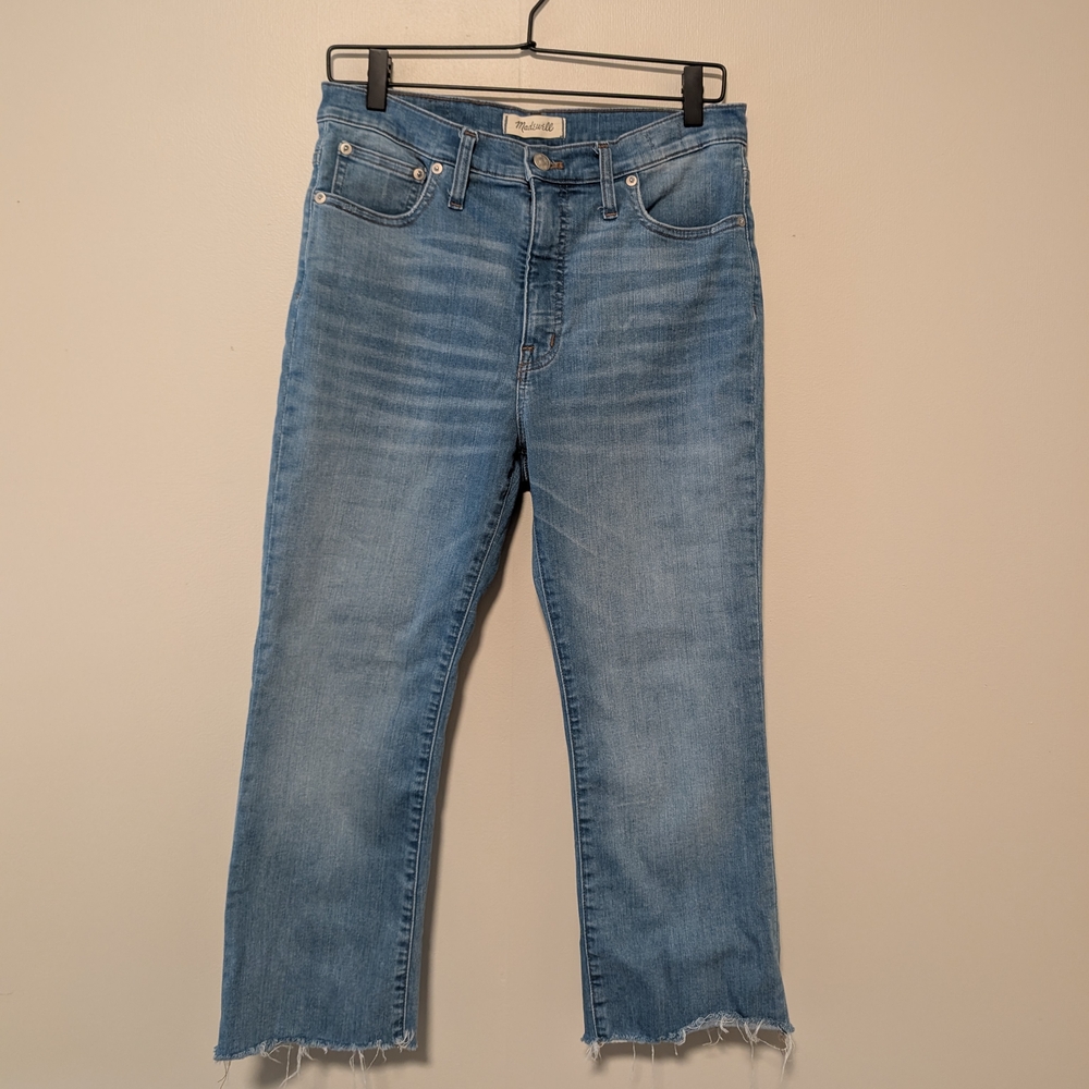 Madewell Blue Ankle Cropped Jeans with Raw Hem